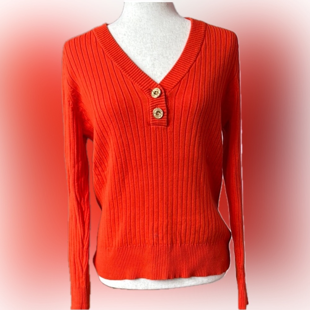 Lauren Ralph Lauren V-Neck Sweater in Bold Red